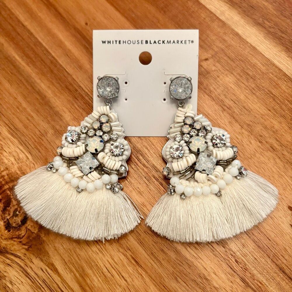 White House Black Market | Ornate Tassel Statement Earrings | 3” Length